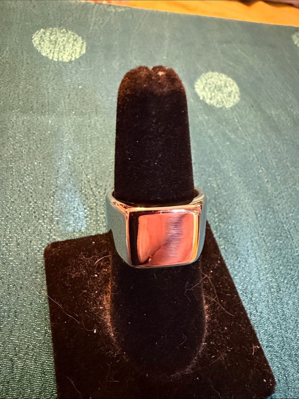 Classic Polished Silver-Tone Square Signet Ring - Women Jewelry